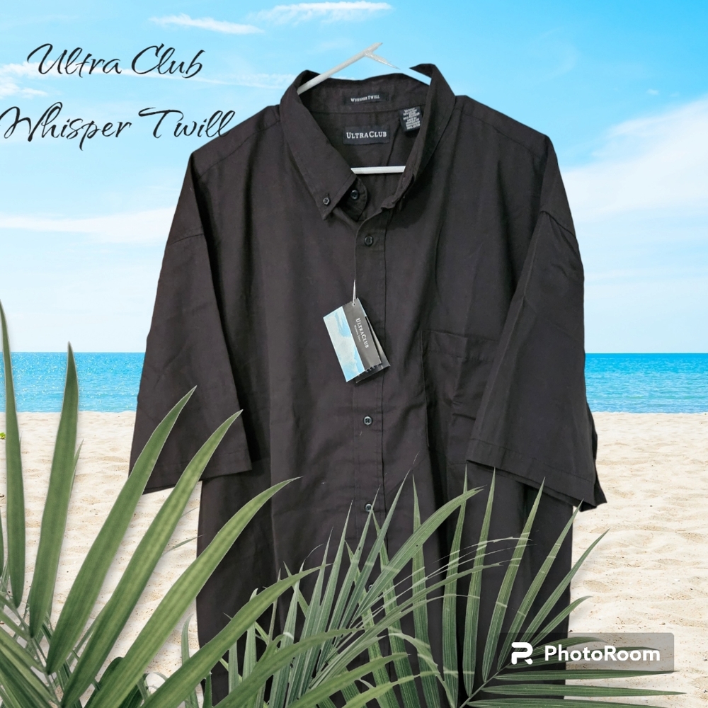 130) Ultra Club Whisper Twill men's black  shirt NWT
